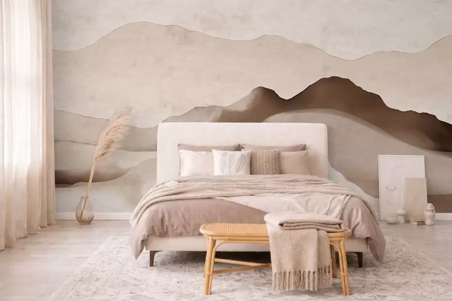 murales de pared Montañas abstractas en los estilos «Japandi» y minimalista w05434