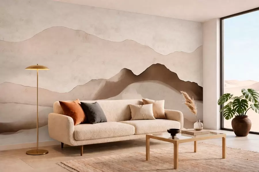 murales de pared Montañas abstractas en los estilos «Japandi» y minimalista w05434