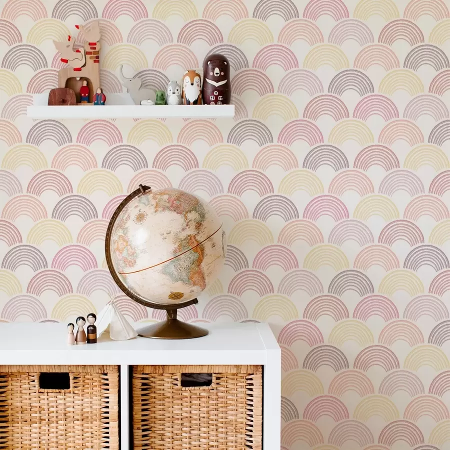 murales de pared Arcos en tonos pastel en un patrón repetitivo a01164v1