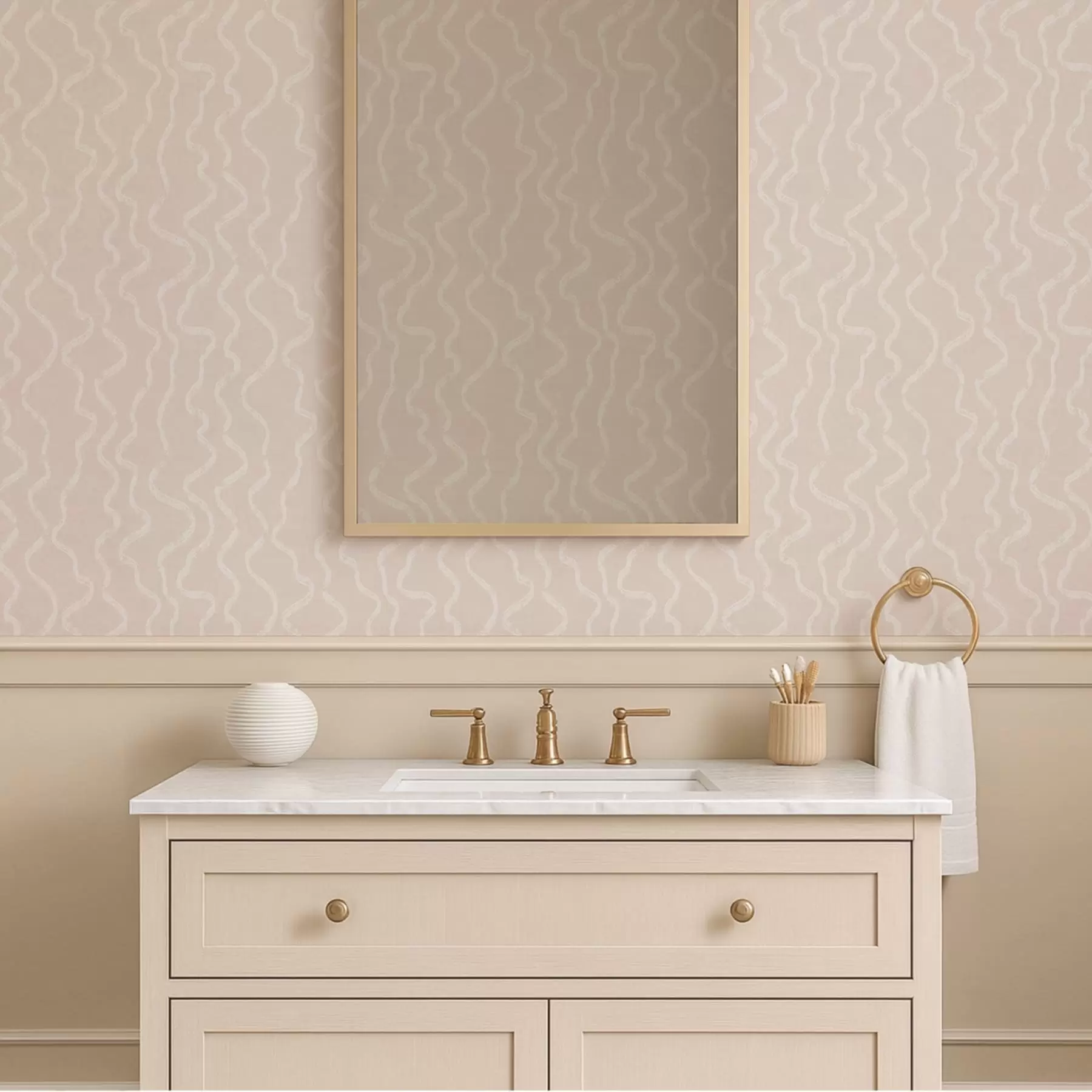 murales de pared Diseño ondulado sobre fondo beige a01167