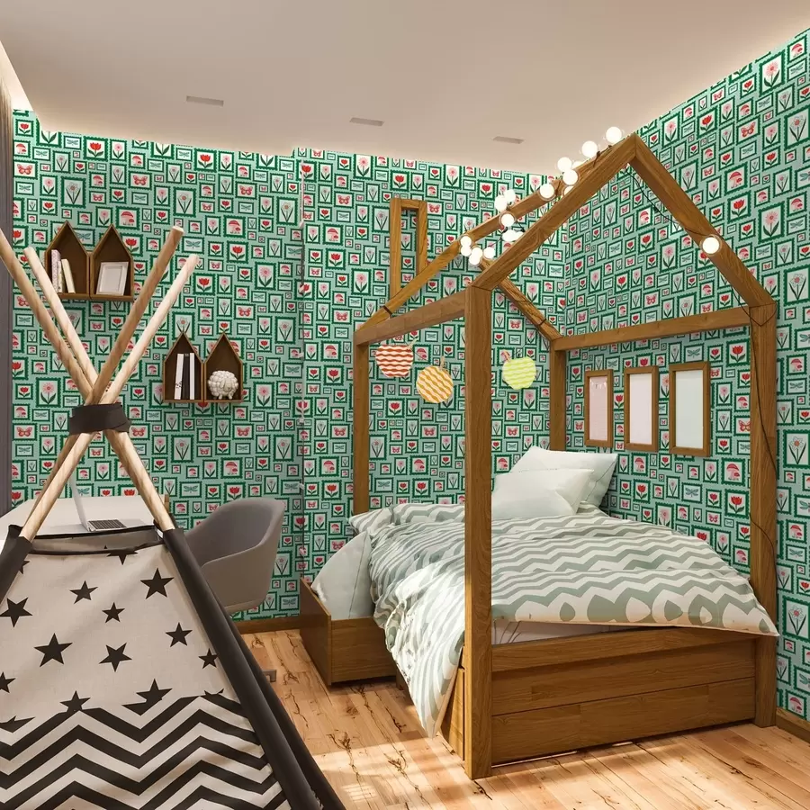 murales de pared Ilustraciones enmarcadas con bordes verdes a01176v1