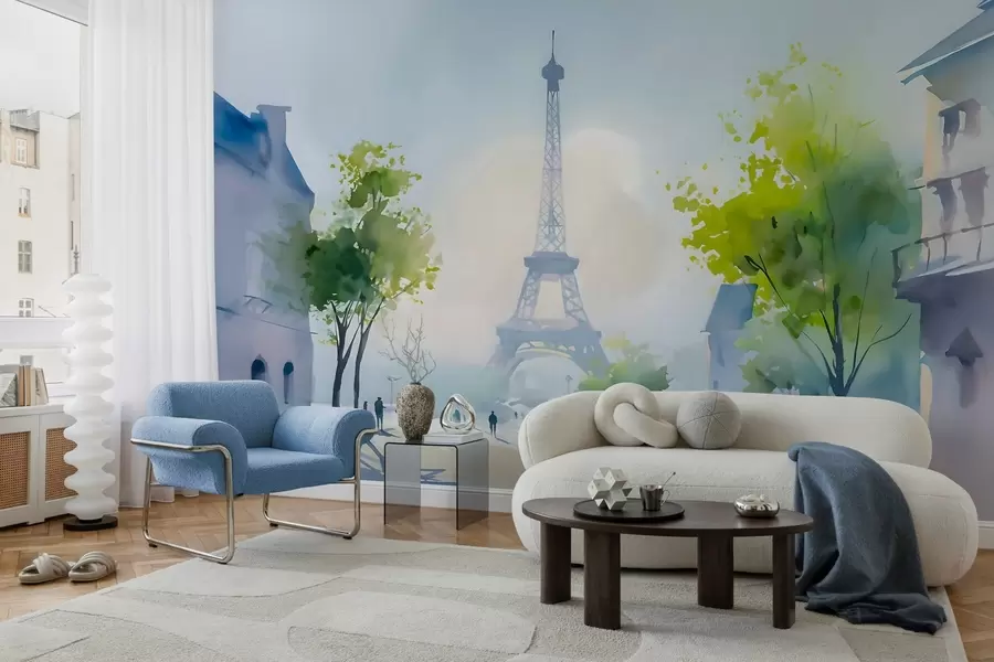 murales de pared París, un paisaje urbano en acuarela pintado «à la prima» w05566