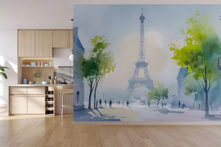 murales de pared París, un paisaje urbano en acuarela pintado «à la prima» w05566