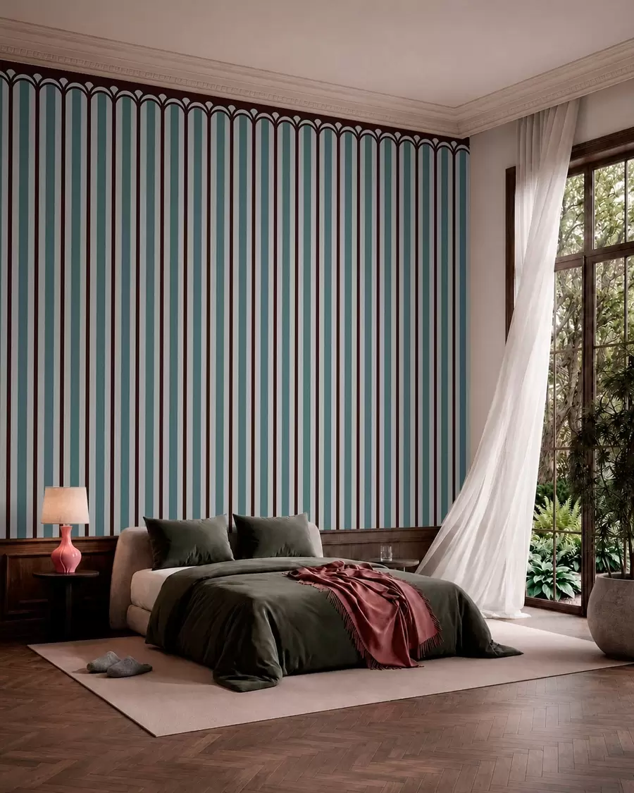 murales de pared Adorno vertical en tonos azules y marrones w05610v5