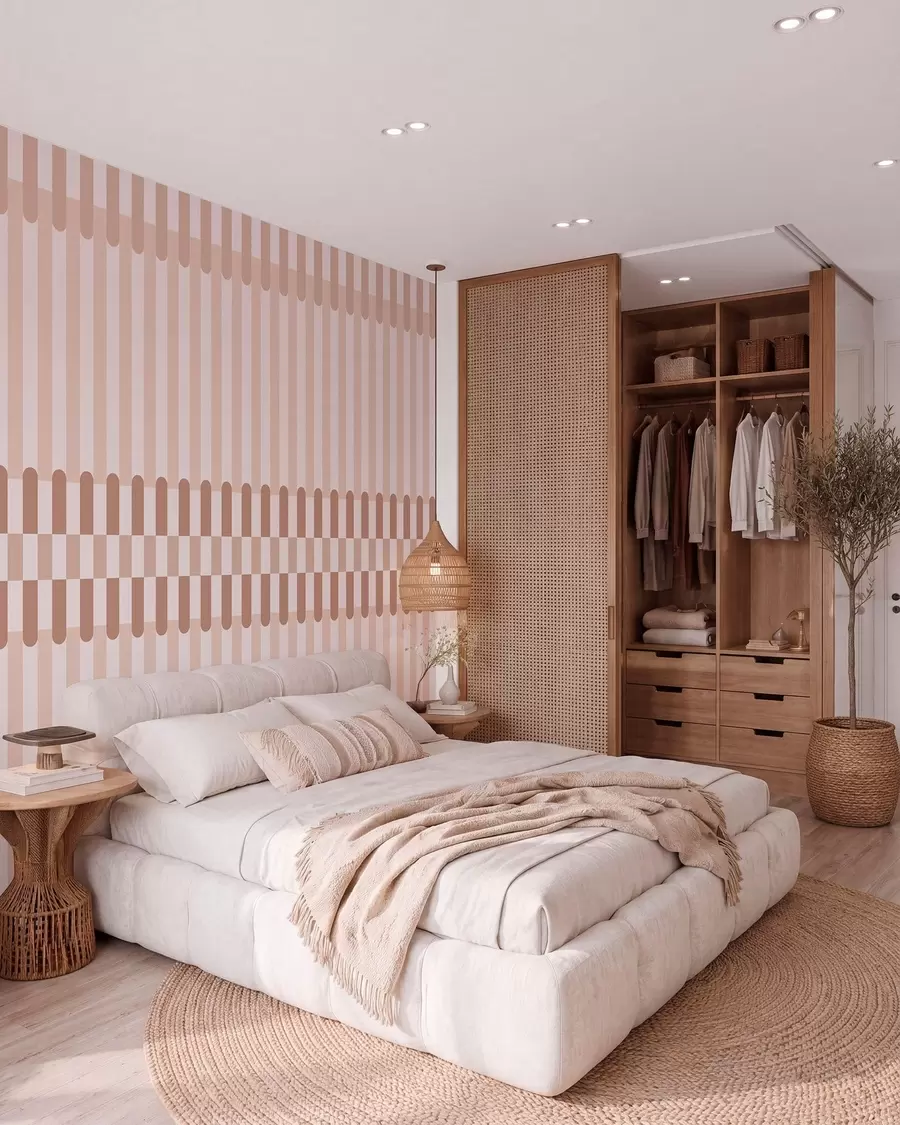murales de pared Estampado a rayas en tonos rosa claro w05150v1