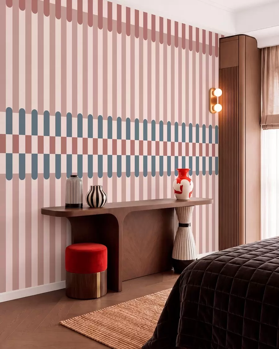 murales de pared Diseño a rayas en tonos rosas y azules w05150v5