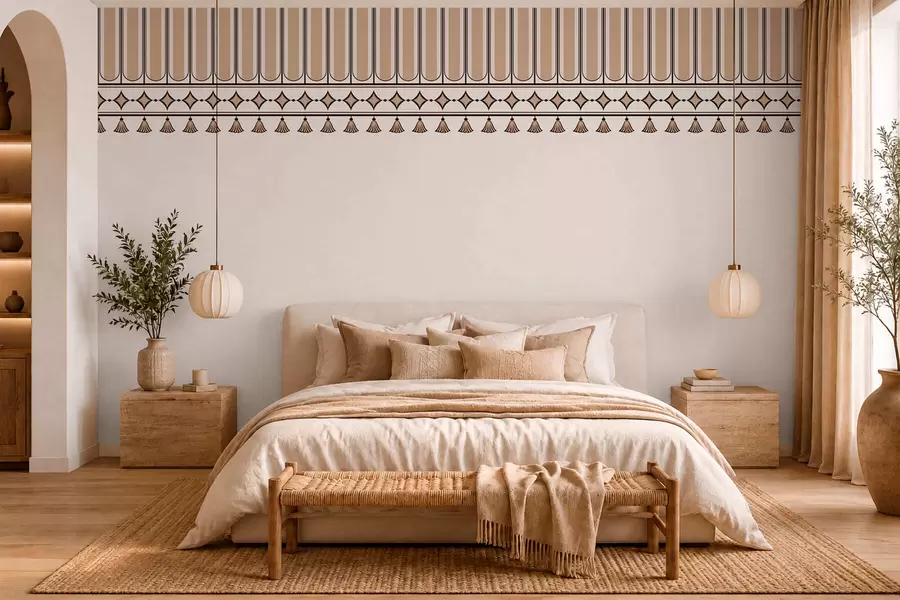 murales de pared Borde decorativo en tonos beige w05151