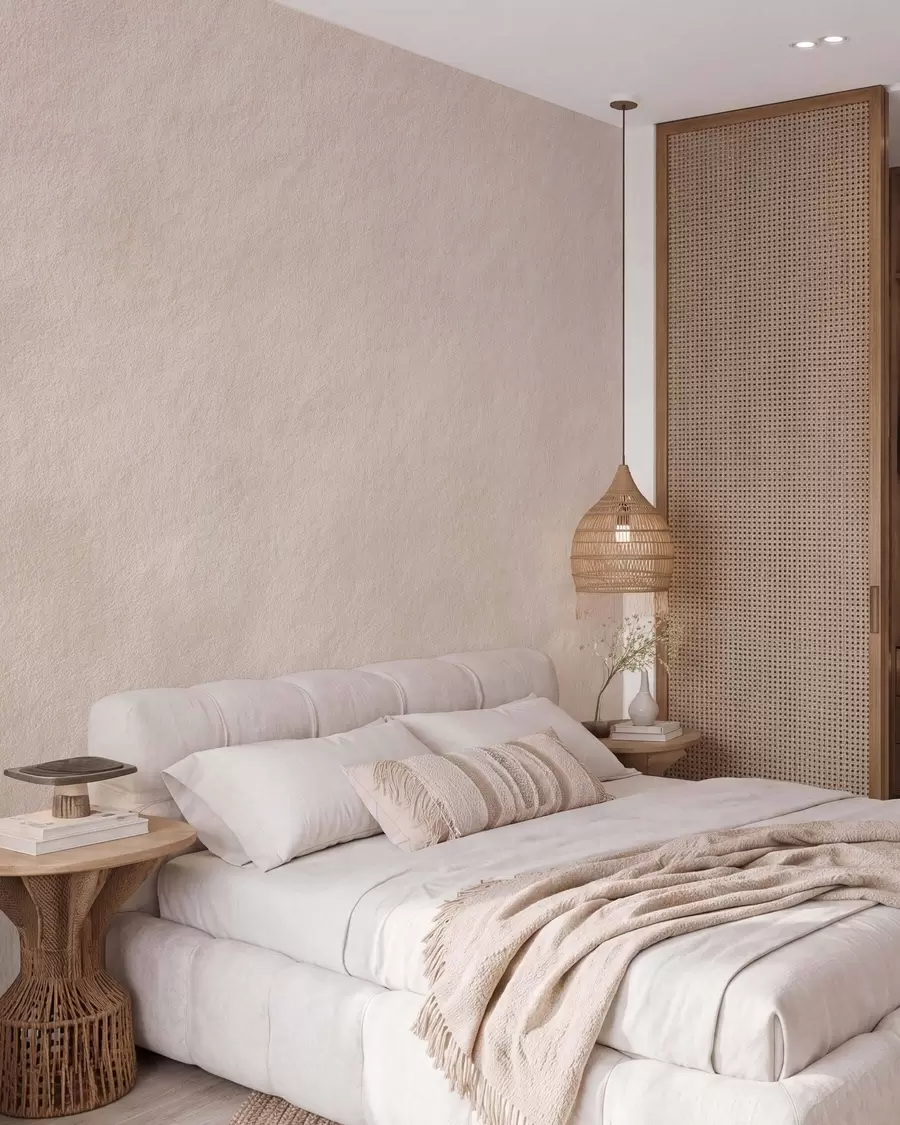 murales de pared Fondo beige claro con efecto de yeso decorativo, estilo minimalista, textura de piedra w09800