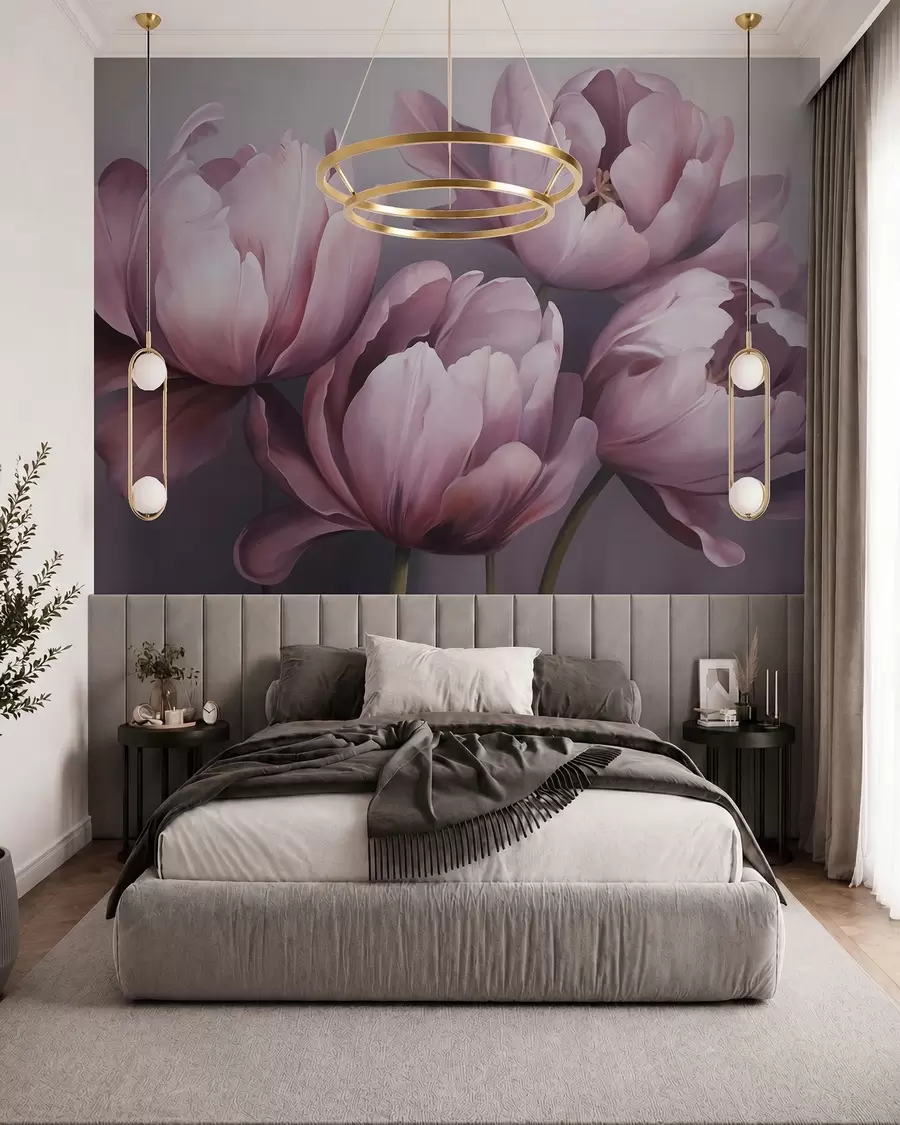 murales de pared Cuadro abstracto con motivos de tulipanes w05593