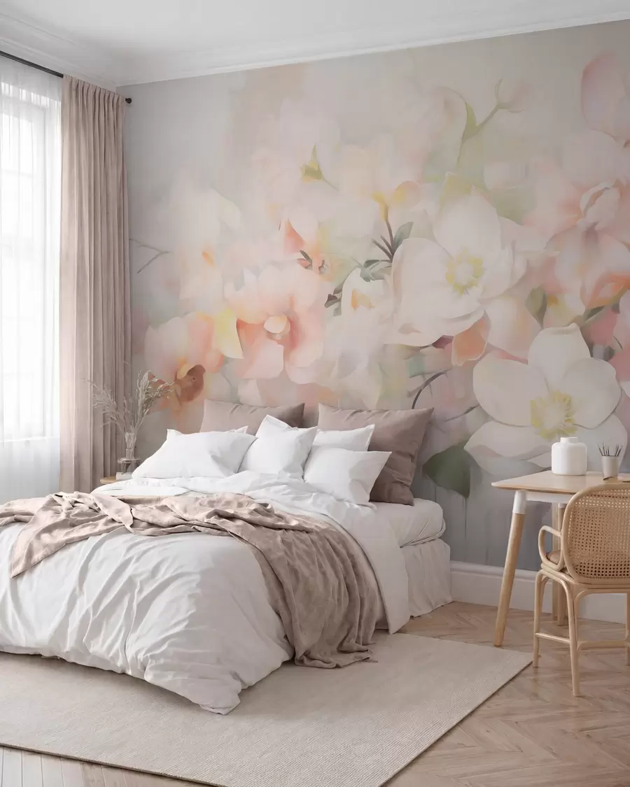 murales de pared Delicadas flores abstractas, imitación de una pintura w05594