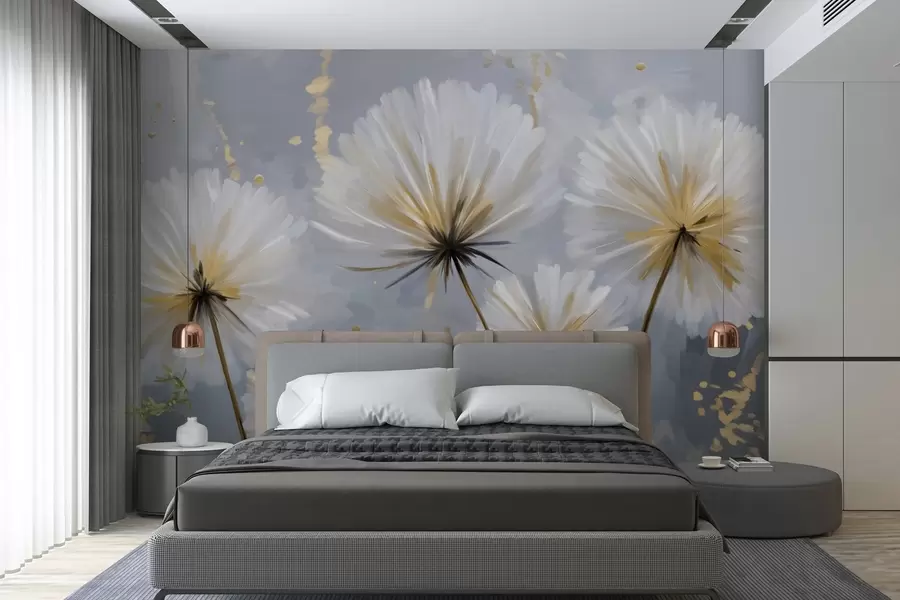 murales de pared exuberantes dientes de león en un estilo pintoresco w05570