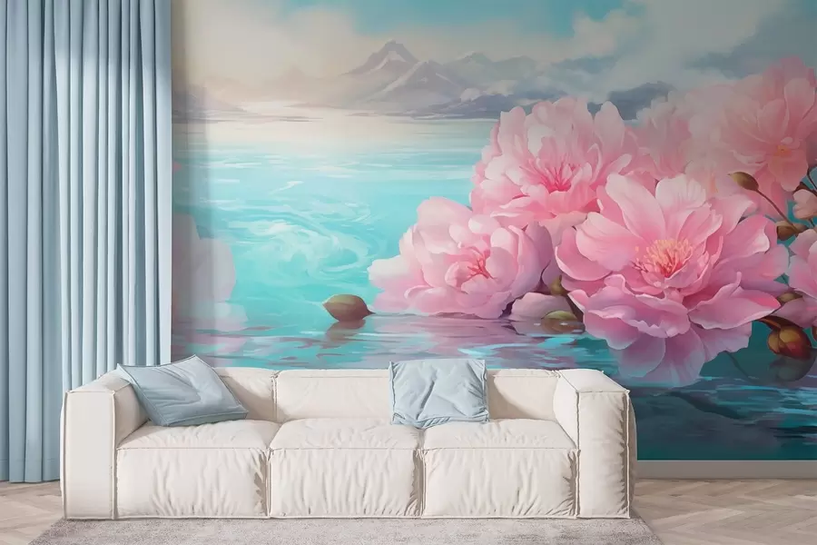 murales de pared Un lago con flores w05621
