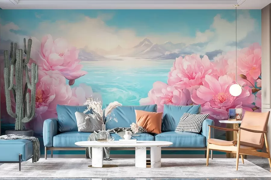 murales de pared Un lago con flores w05621