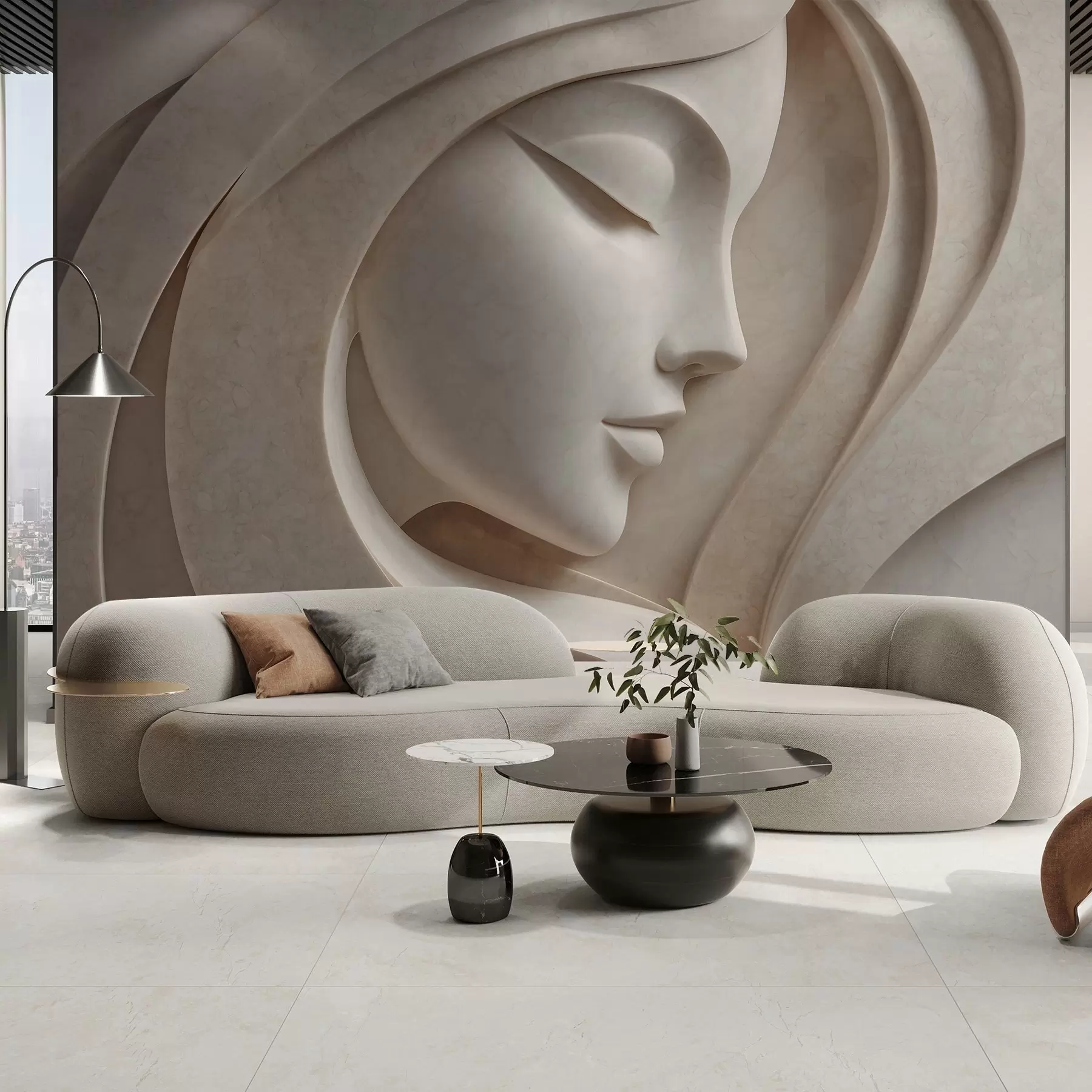 murales de pared Un perfil femenino en bajorrelieve w05569