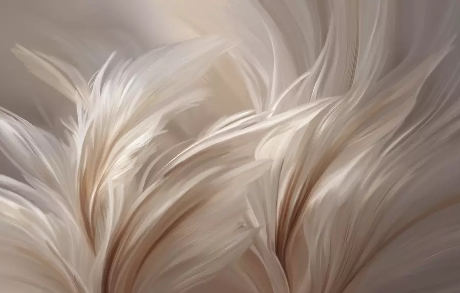 murales de pared Elegantes plumas en tonos beige y marrón w05658