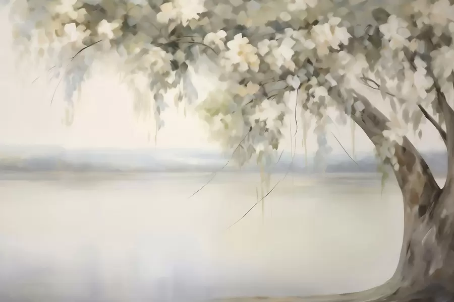 murales de pared Cuadro de imitación de un árbol junto al lago w05670
