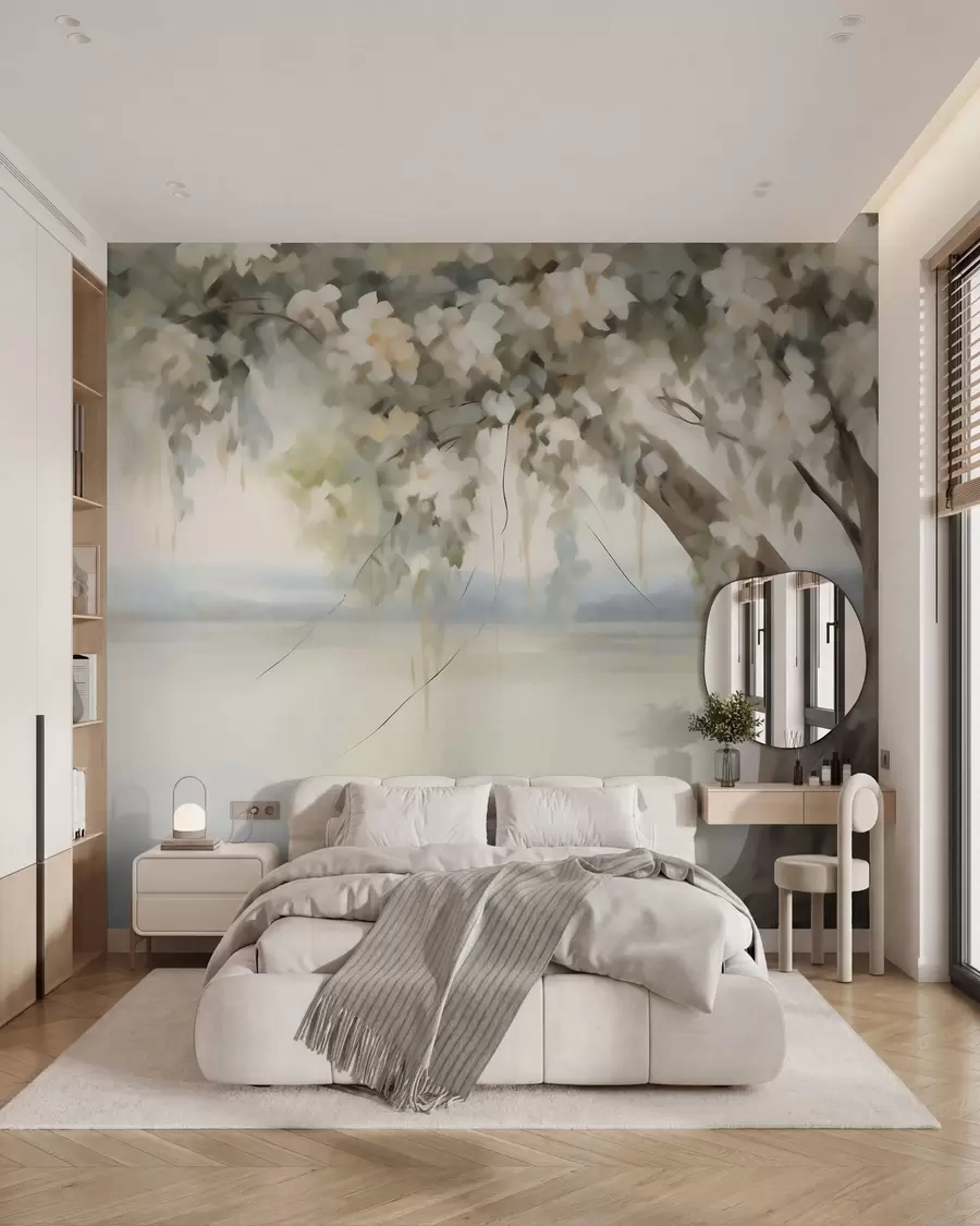 murales de pared Cuadro de imitación de un árbol junto al lago w05670