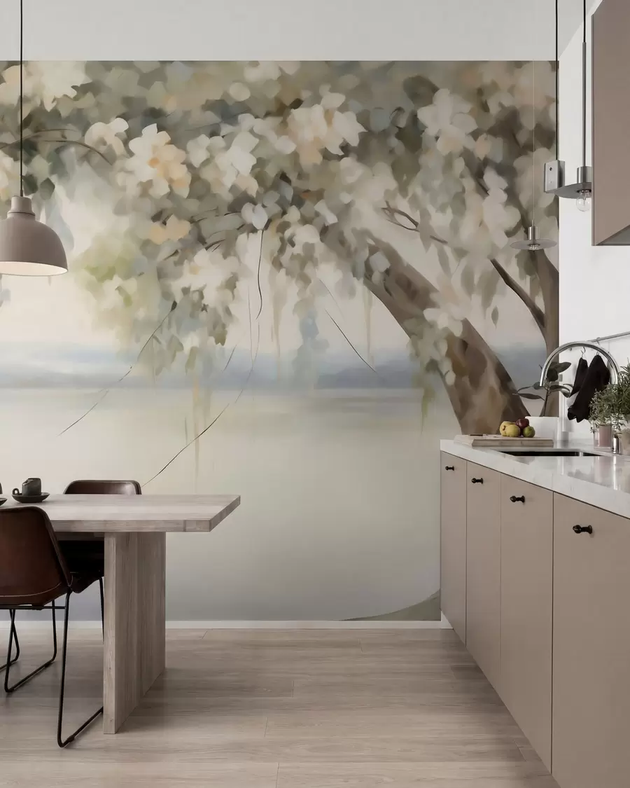murales de pared Cuadro de imitación de un árbol junto al lago w05670