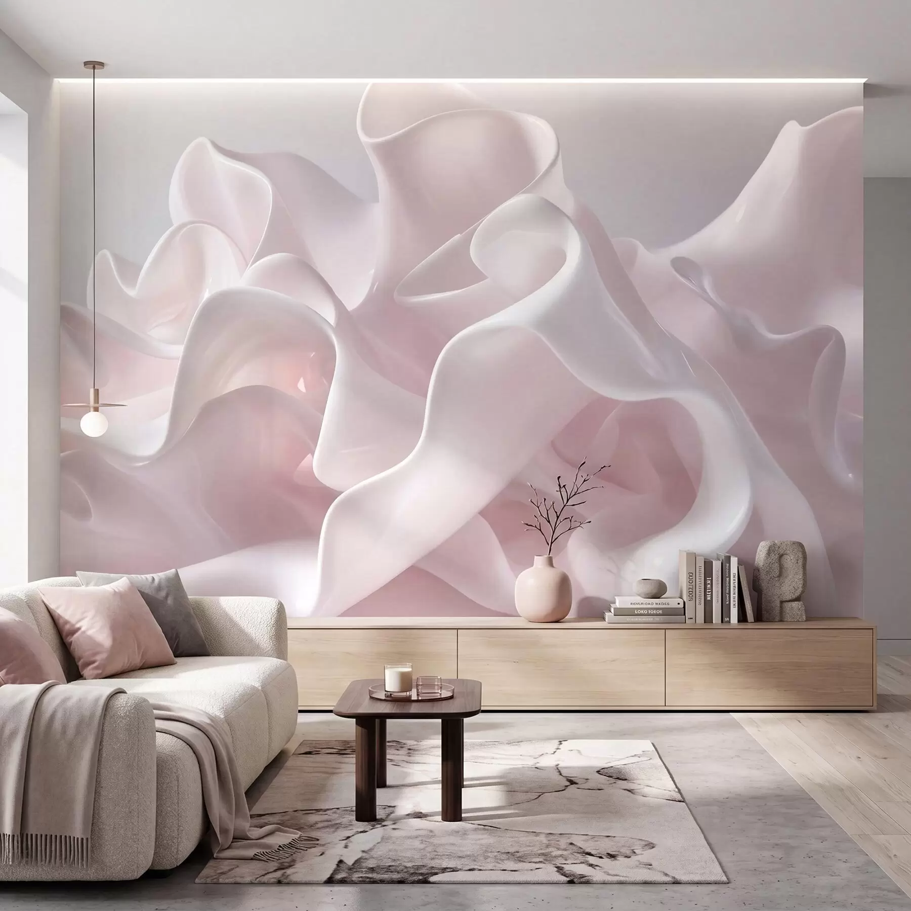 murales de pared Ondas de seda rosa perlado w09858