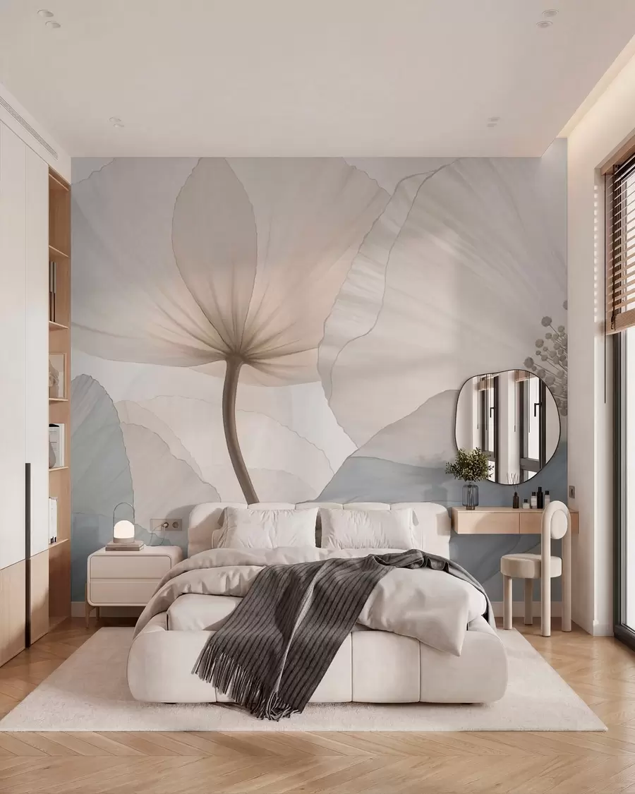 murales de pared Flores grandes y delicadas en tonos pastel claros w05692