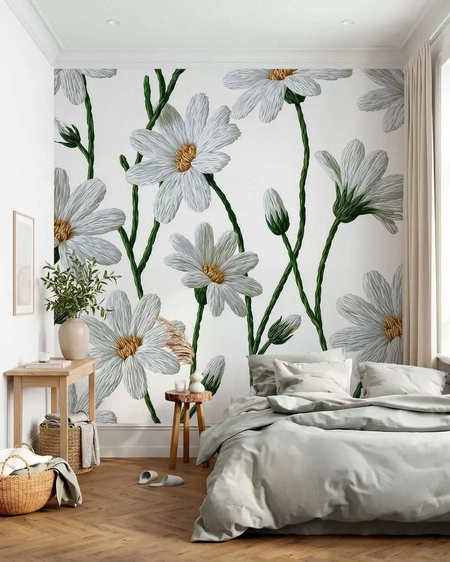 murales de pared Margaritas silvestres blancas w09915