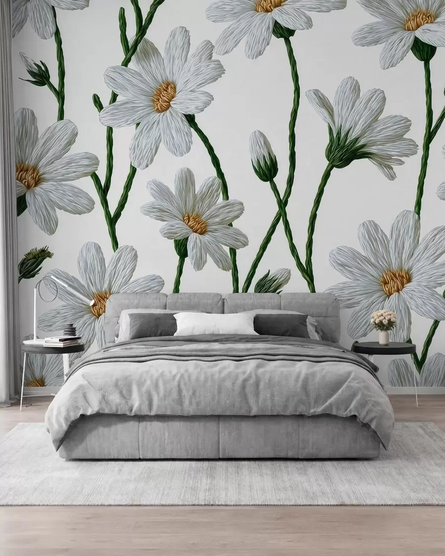 murales de pared Margaritas silvestres blancas w09915