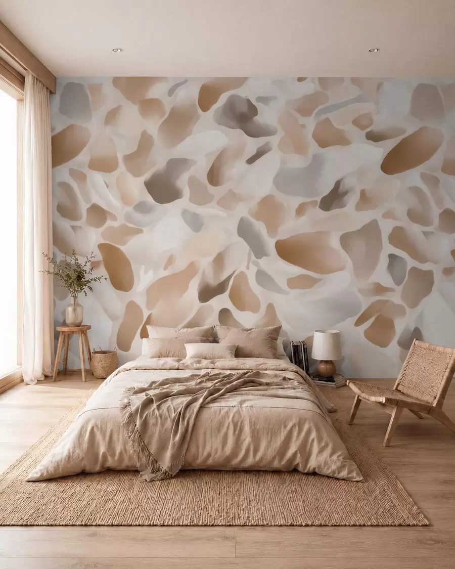 murales de pared Textura abstracta de terrazo natural en tonos claros w09933