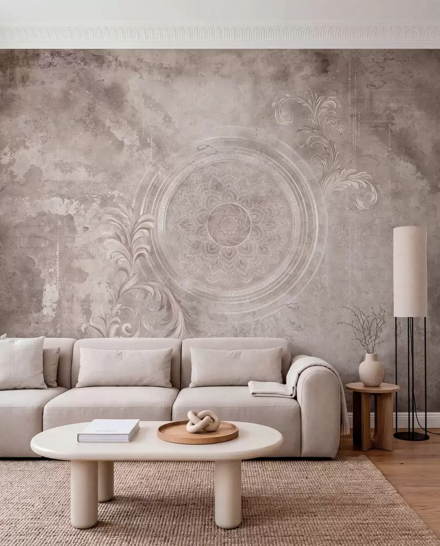 murales de pared Motivo circular ornamental sobre un fondo texturizado w05727