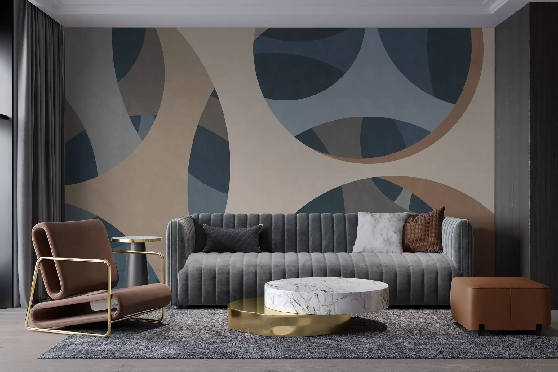 murales de pared abstracción textural contemporánea en tonos azules y beige w05751
