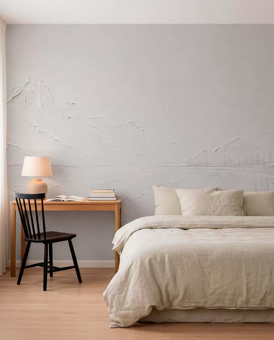 murales de pared Paisaje montañoso en relieve con el reflejo en aguas tranquilas w05739