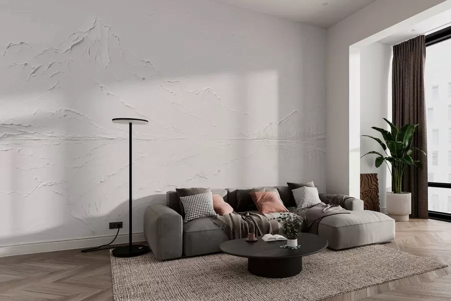murales de pared Paisaje montañoso en relieve con el reflejo en aguas tranquilas w05739