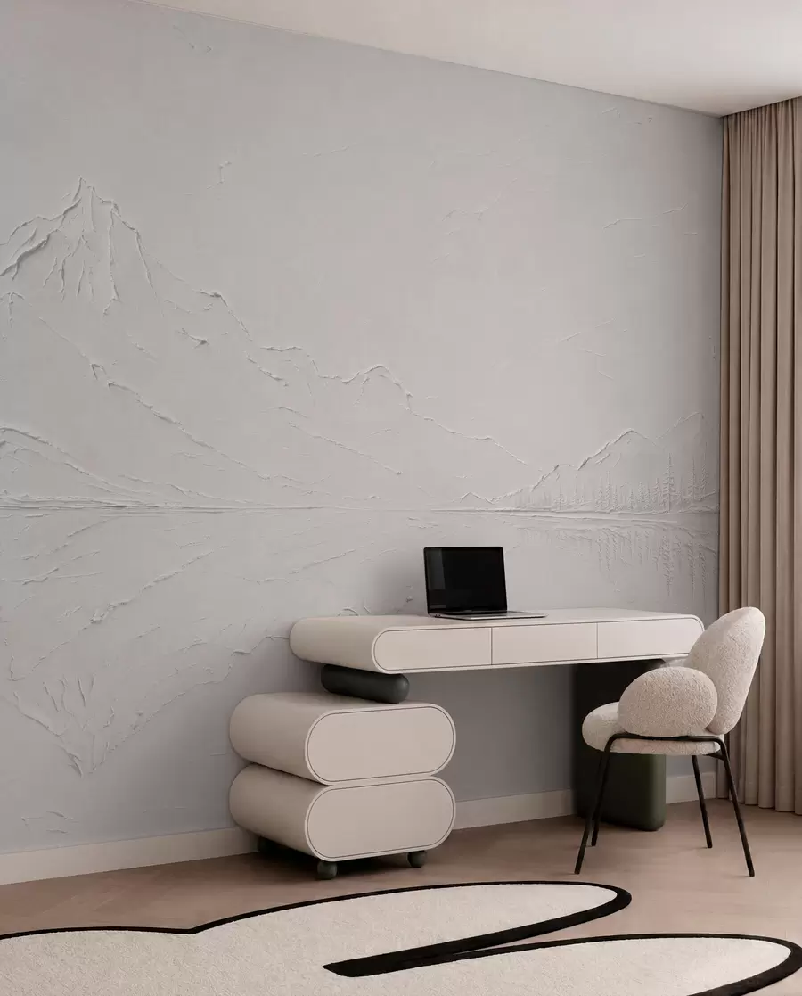 murales de pared Paisaje montañoso en relieve con el reflejo en aguas tranquilas w05739