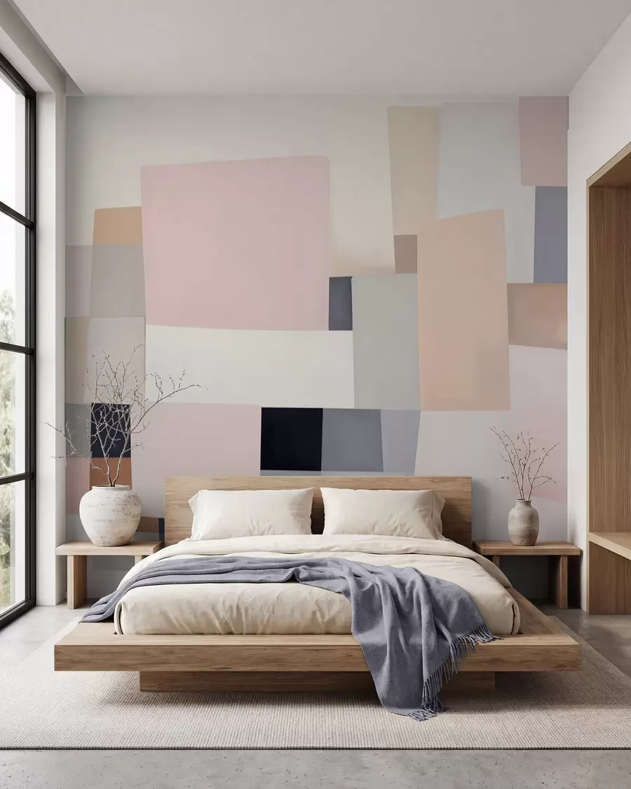 murales de pared Abstracción geométrica con desenfoque simulado y textura w05785