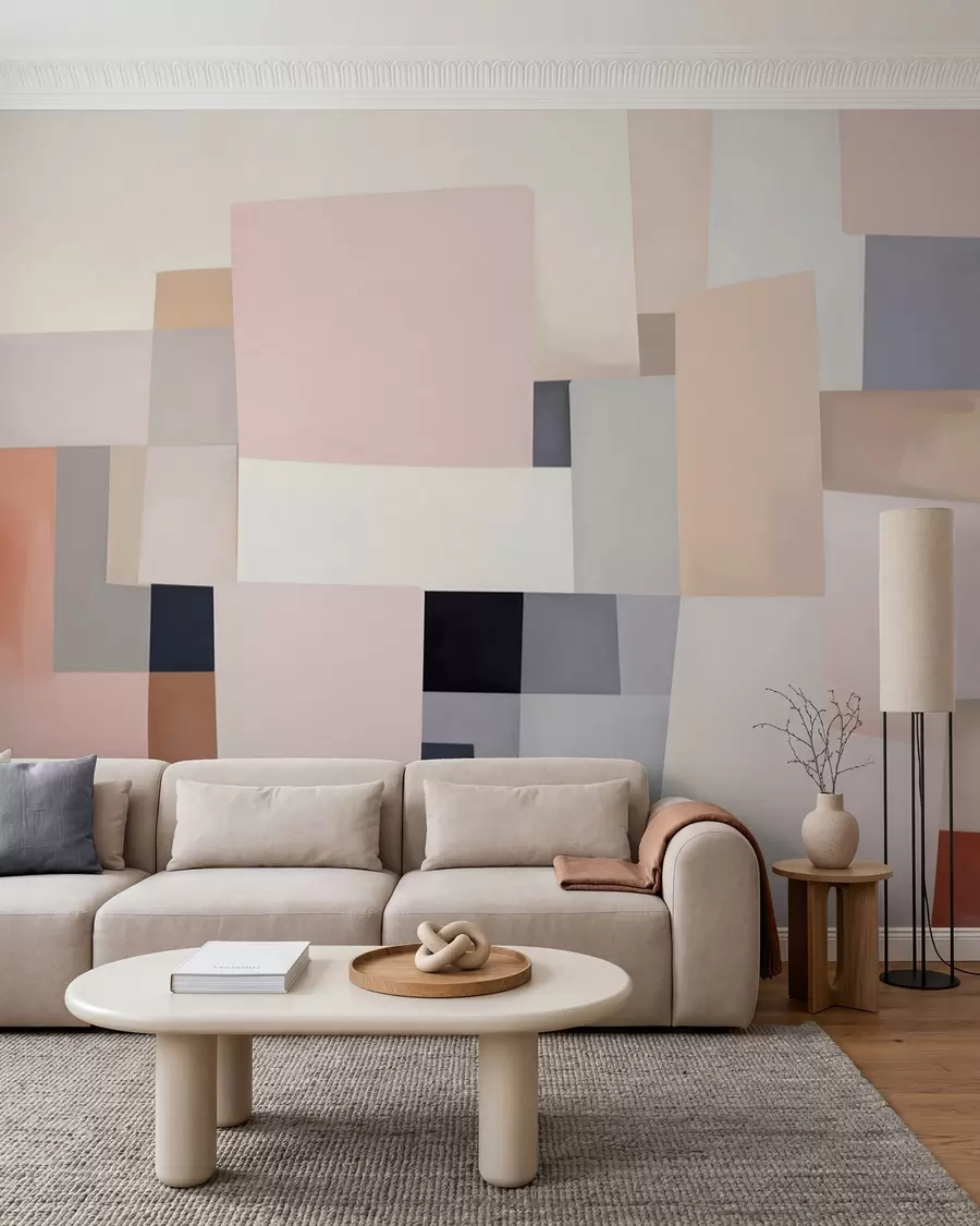 murales de pared Abstracción geométrica con desenfoque simulado y textura w05785