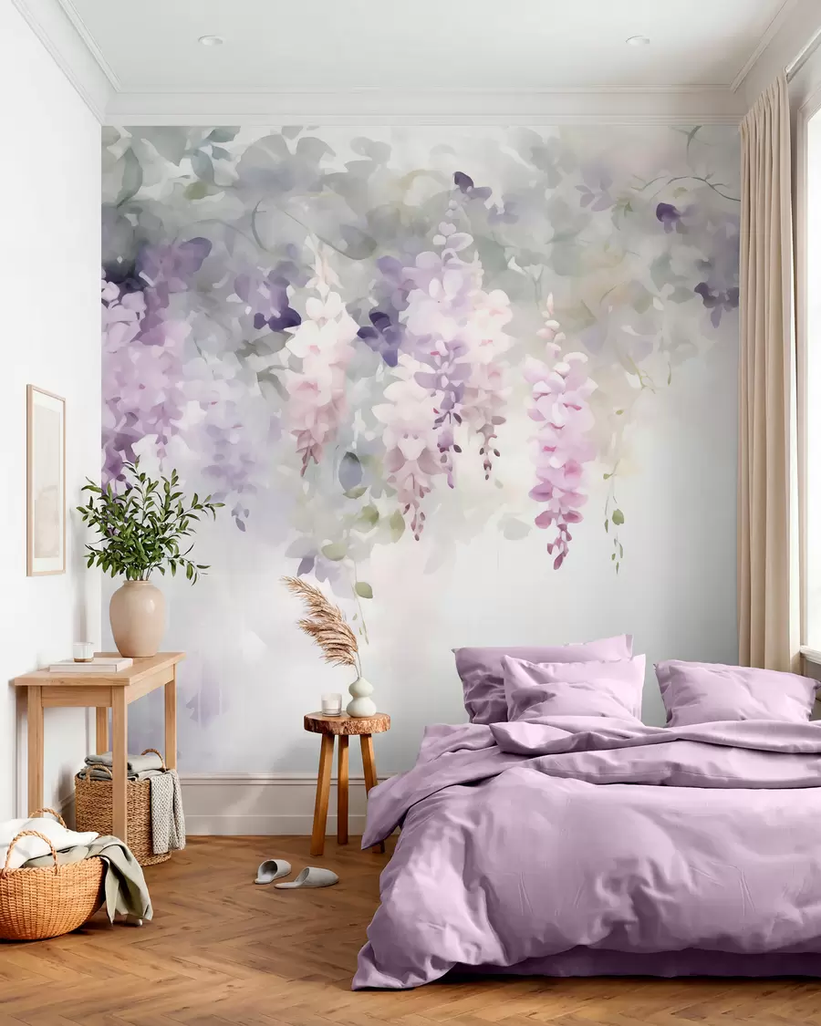 murales de pared Flores de glicinia caídas w05795