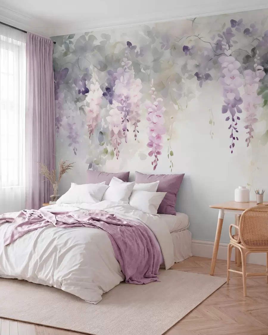 murales de pared Flores de glicinia caídas w05795