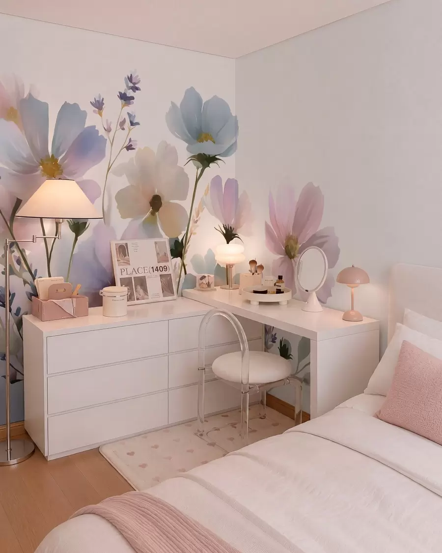 murales de pared Flores silvestres en estilo acuarela w05755