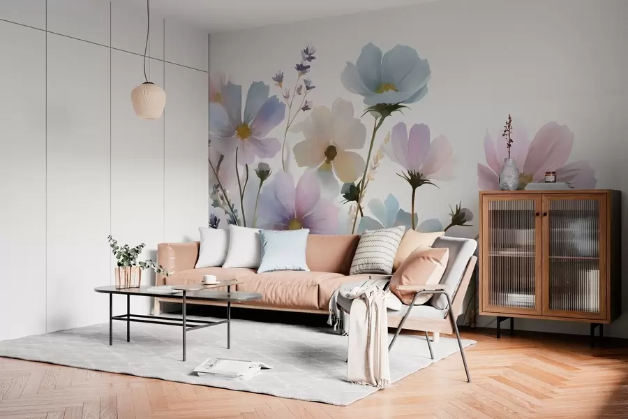 murales de pared Flores silvestres en estilo acuarela w05755