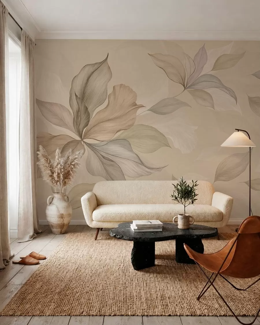murales de pared Hojas color arena w05733