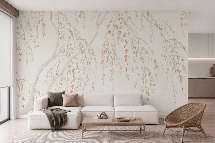 murales de pared Ramas delgadas con hojas delicadas w05812v4