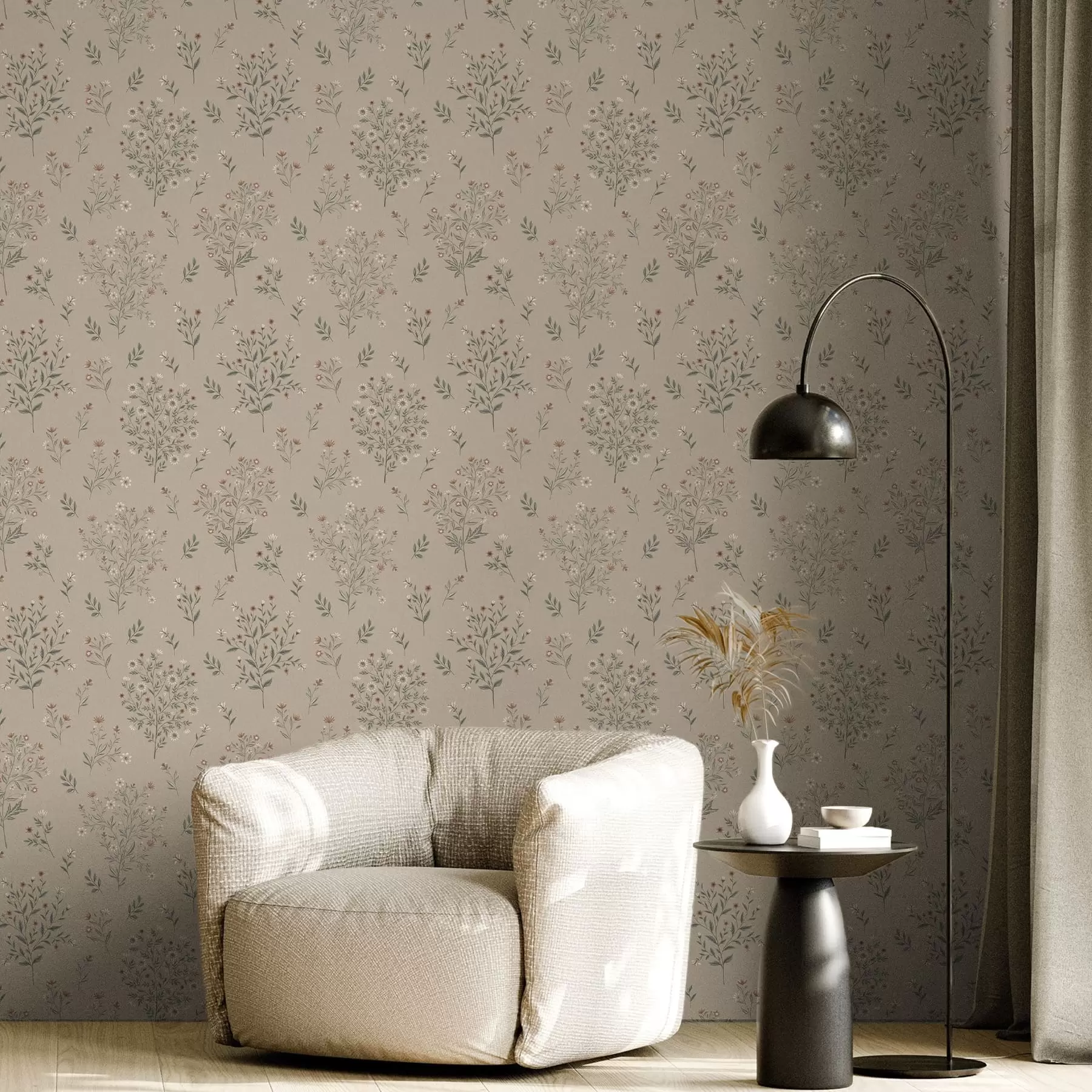 murales de pared Delicadas flores silvestres y ramas a01245