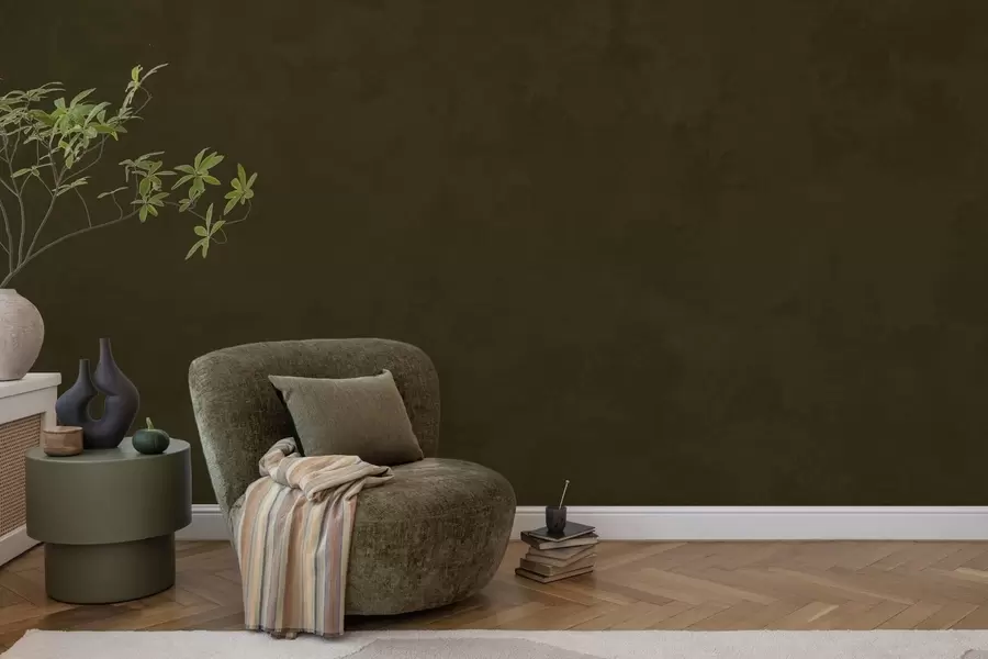murales de pared Tono oliva oscuro con textura suave y transiciones tonales naturales w05814v3