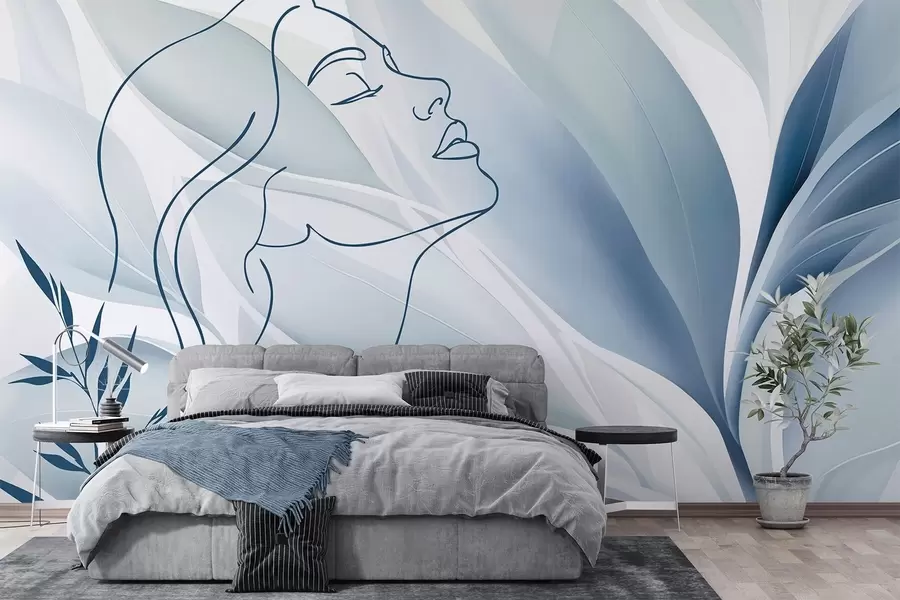 murales de pared Silueta de un rostro sobre un fondo abstracto w05787