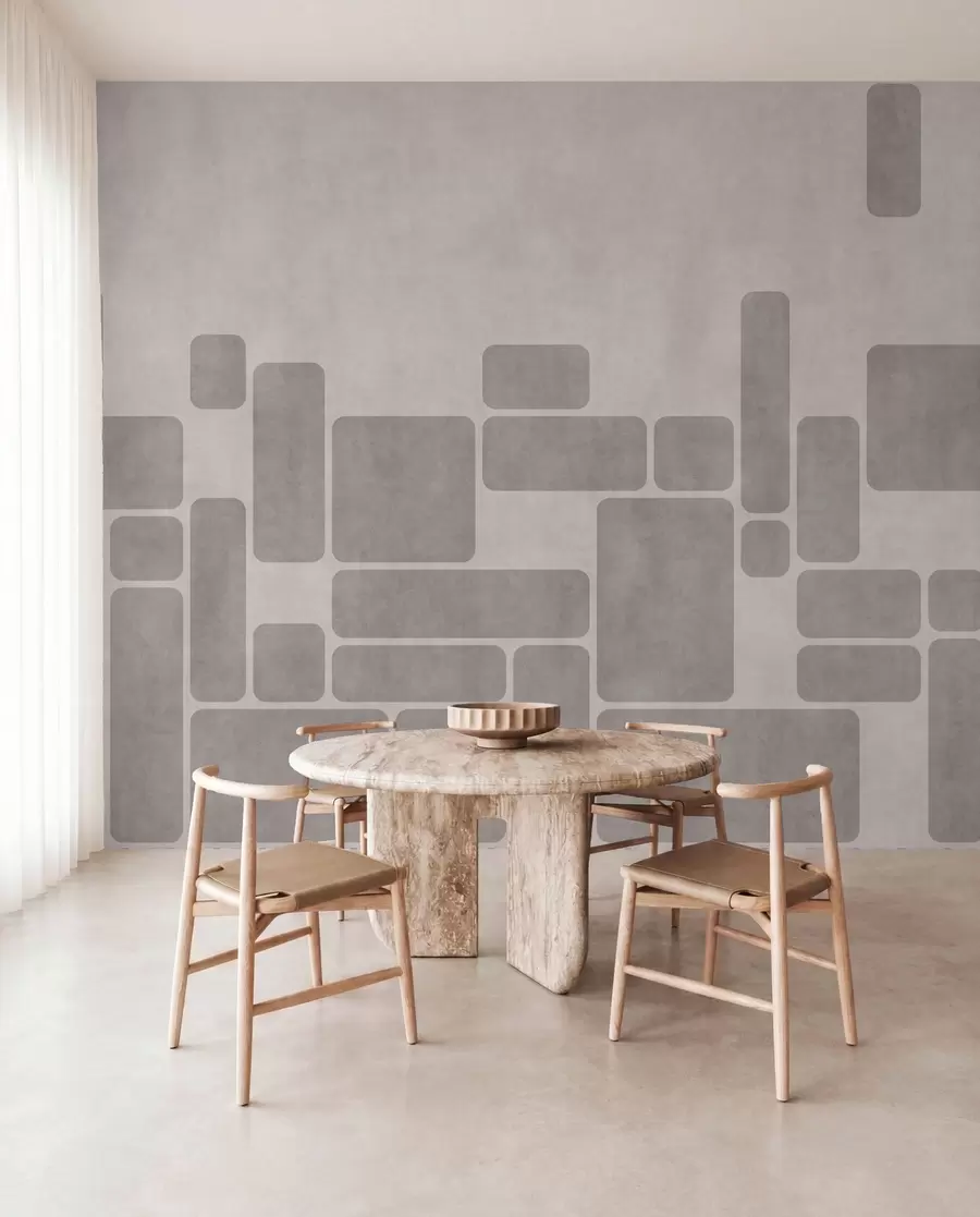 murales de pared Motivo geométrico en suaves tonos grises y rosados w05141v1