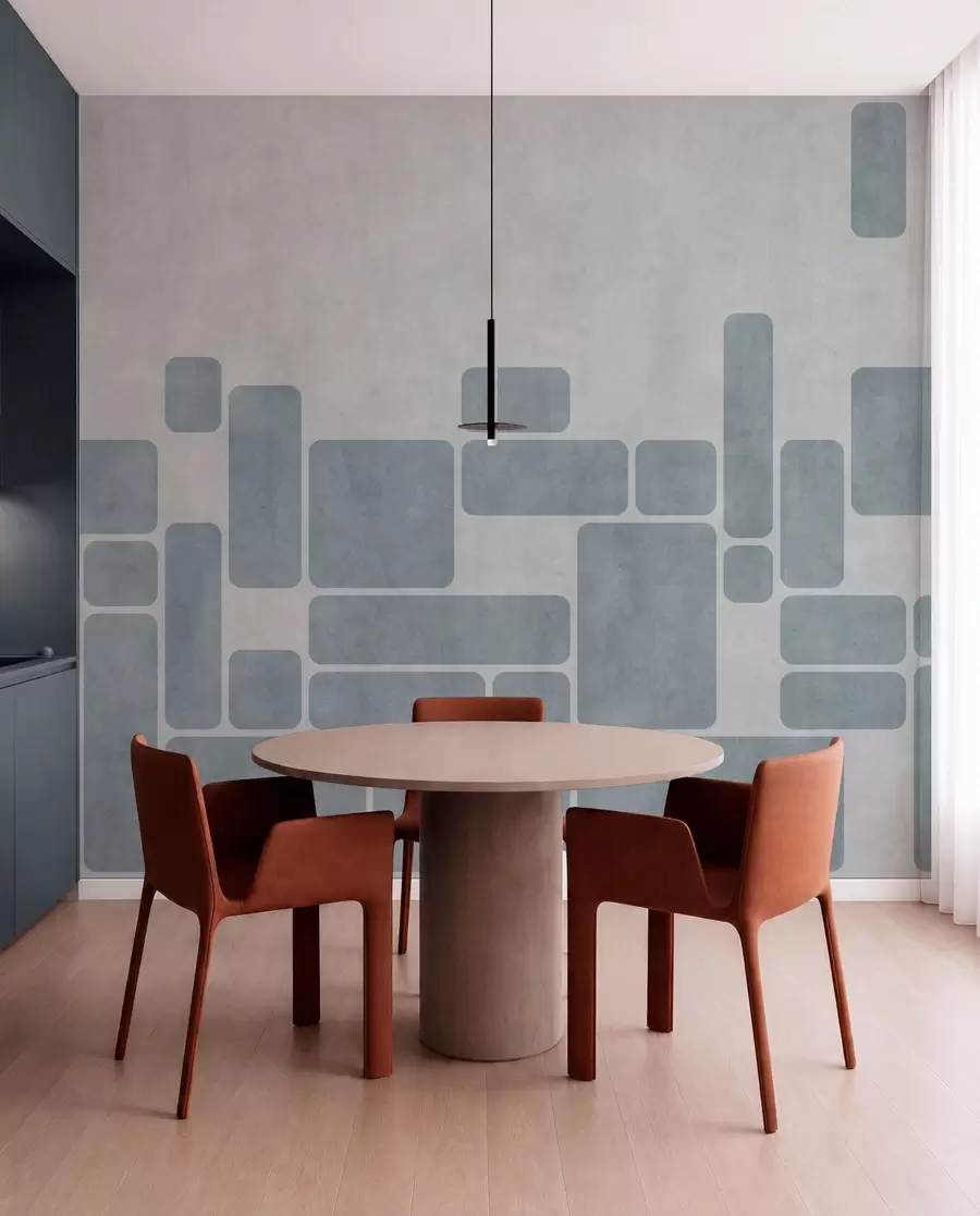 murales de pared Motivo geométrico en tonos azul claro w05141v2