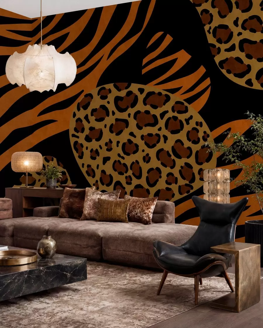 murales de pared Estampados de leopardo y tigre inspirados en animales salvajes w05759