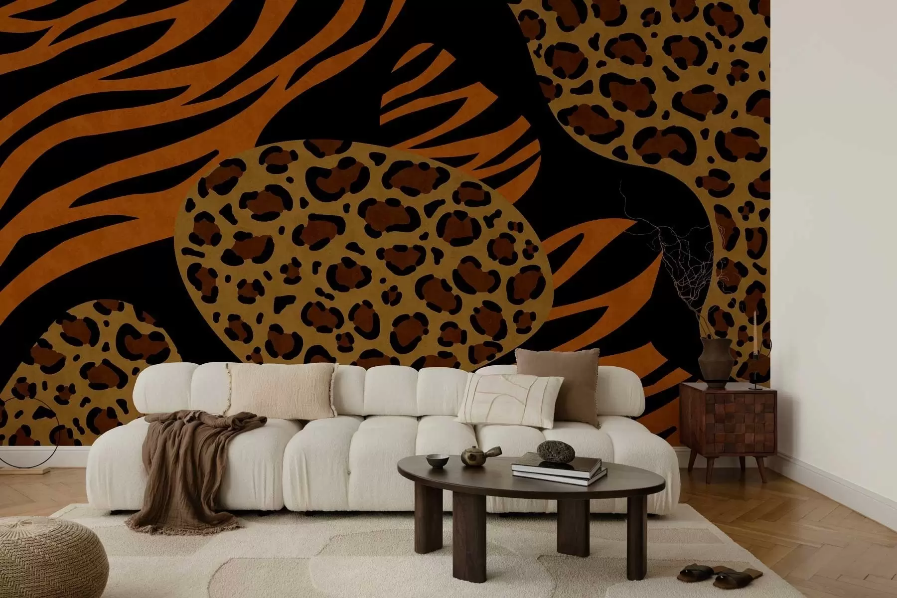 murales de pared Estampados de leopardo y tigre inspirados en animales salvajes w05759