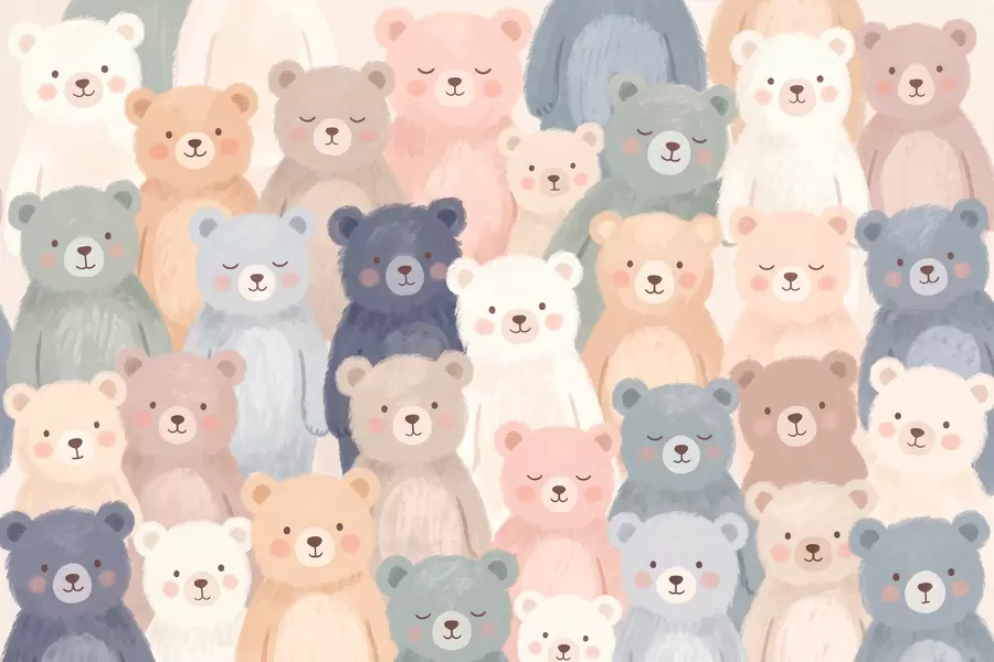 murales de pared Osos en colores pastel w10010