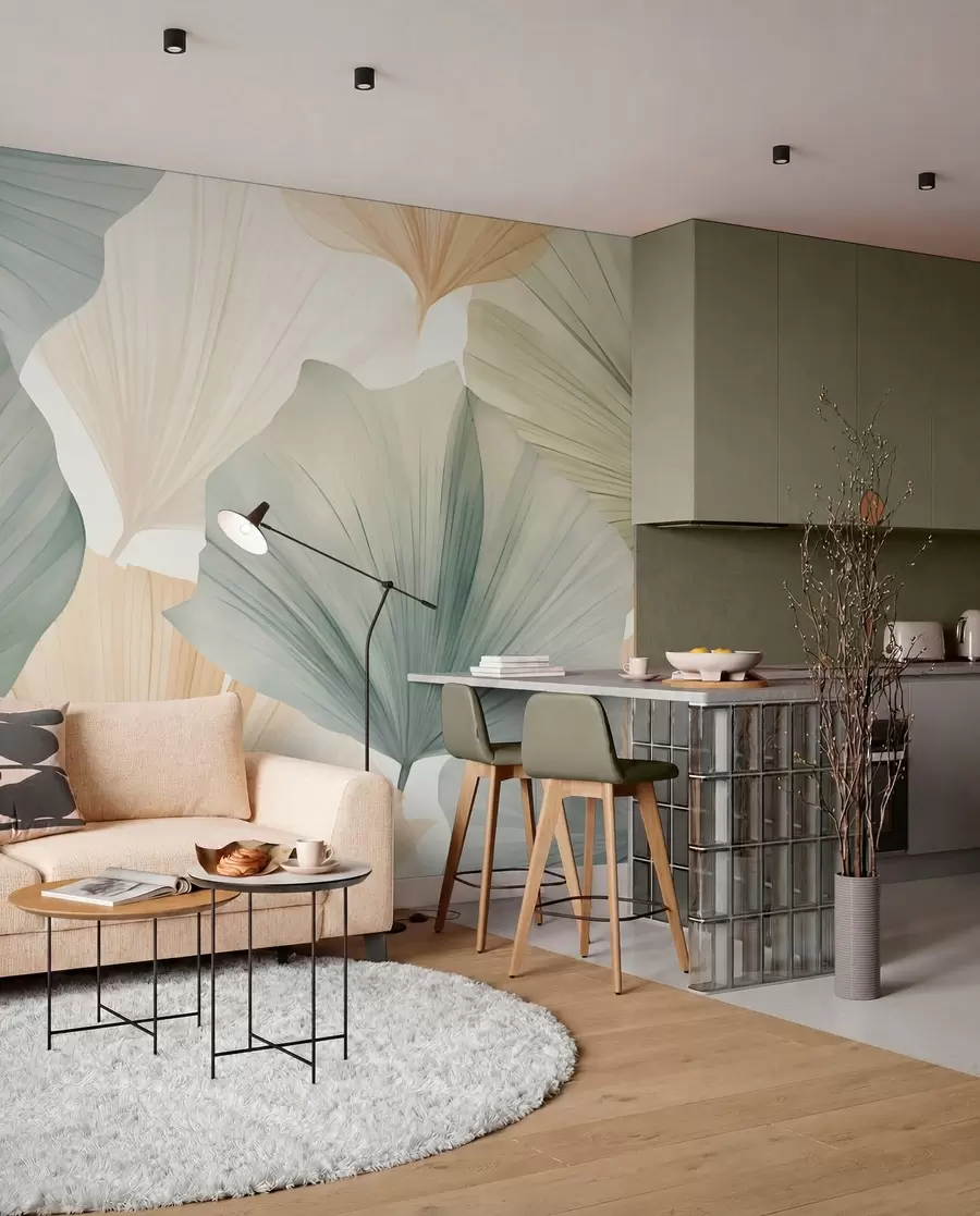 murales de pared Hoja redonda de ginkgo w05772