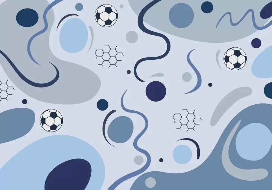 murales de pared Formas abstractas de colores, balones de fútbol y diagramas w05142